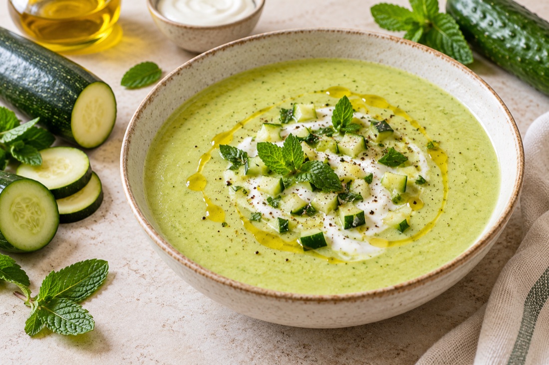 Crema fría de calabacín y pepino