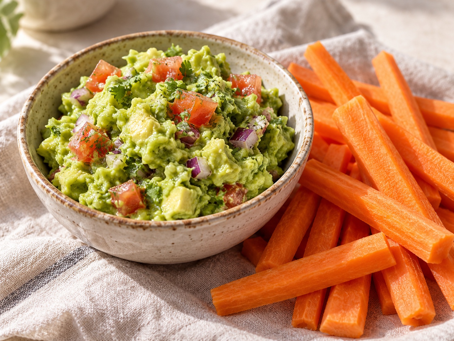Palitos de zanahoria con guacamole