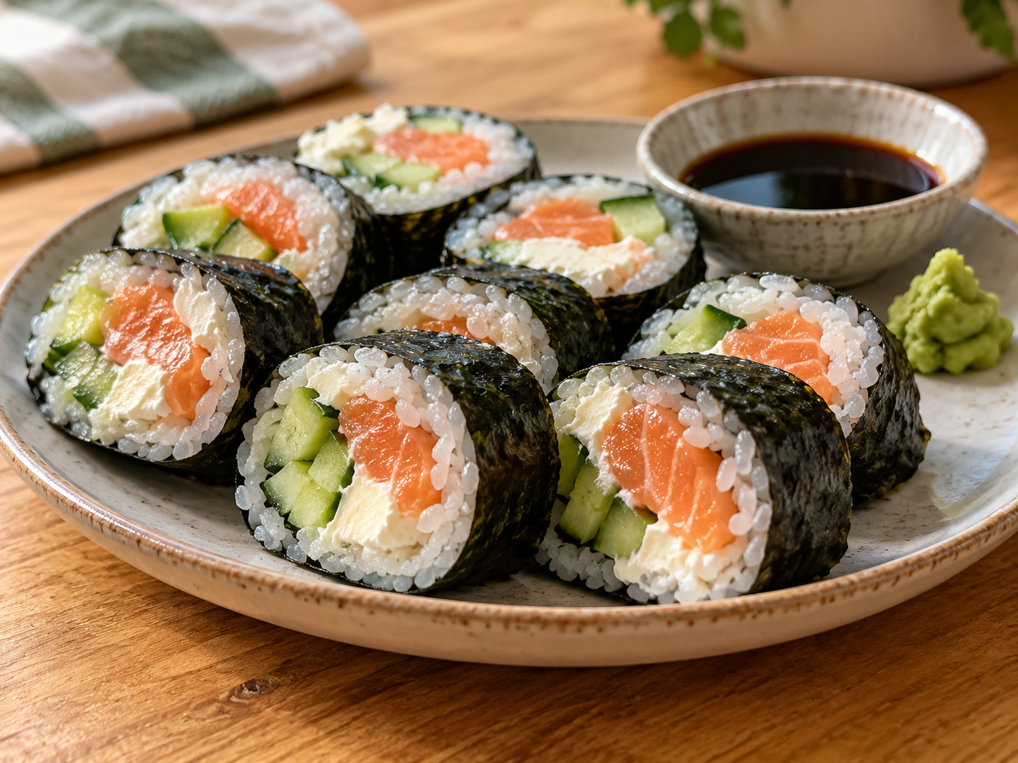 Sushi de nori con salmón y Philadelphia